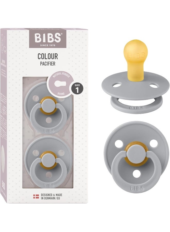 BIBS Colour Soother 2-Pack, BPA Free Dummy Pacifier, Round Natural Rubber Latex, Size 1 (0-6 Months), Cloud/Cloud - Image 1