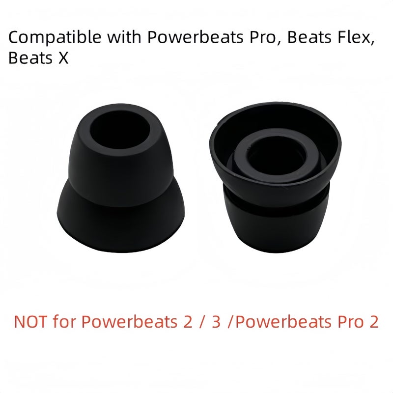 Wiki VALLEY 8 Pairs Replacement Silicone Earbuds Tips for Powerbeats Pro & Beats Flex/BeatsX Headphones, 4 Sizes Soft Flexible Noise Reduction Eartips Compatible with Beats Flex Earbuds Replacement Tips (Black) - Image 2