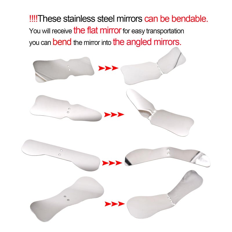 Angzhili 1 piece Dental Photography Mirrors Dental Orthodontic Mirror Stainless Steel Single Sided Photographic Occlusal Mirror,Bendable Dental Oral Mirror Intra-Oral Reflector (B type) - Image 2