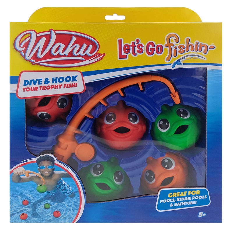 Goliath Wahu Let's Go Fishin' 6-Piece Kids Pool and Bath Toy Set for Ages 5+, Kids Fishing Water Toys Set with 1 Fishing Pole and 5 Colorful Fish - Image 1