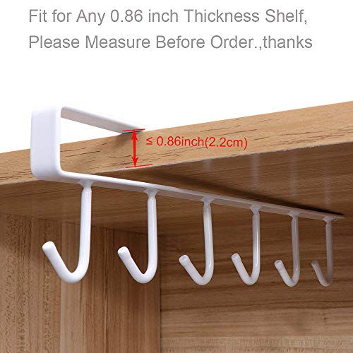 EigPluy 2pcs Mug Hooks Under Cabinet Cups Storage Hook Multifunction Self Adhesive Coffee Cups Holder Kitchen Utensil Ties Belts Scarf Hanging Rack,White - Image 2