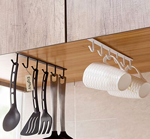 EigPluy 2pcs Mug Hooks Under Cabinet Cups Storage Hook Multifunction Self Adhesive Coffee Cups Holder Kitchen Utensil Ties Belts Scarf Hanging Rack,White - Image 4