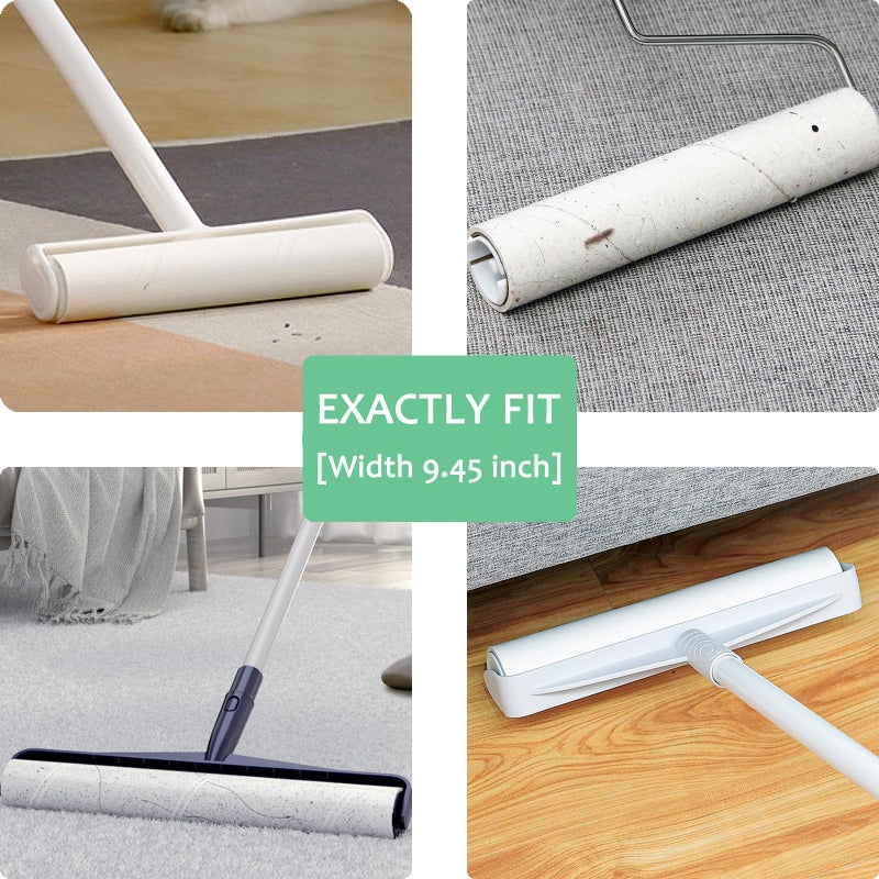 MINGRACE 9.45 Inch Lint Roller Refills Only  Large Floor Lint Remover Roller Refills For Pet Hair  Extra Sticky 5 Rolls Total 300 Sticky Sheets - Image 3
