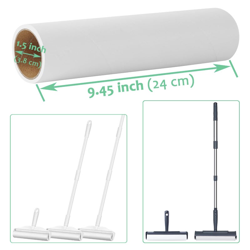 MINGRACE 9.45 Inch Lint Roller Refills Only  Large Floor Lint Remover Roller Refills For Pet Hair  Extra Sticky 5 Rolls Total 300 Sticky Sheets - Image 2