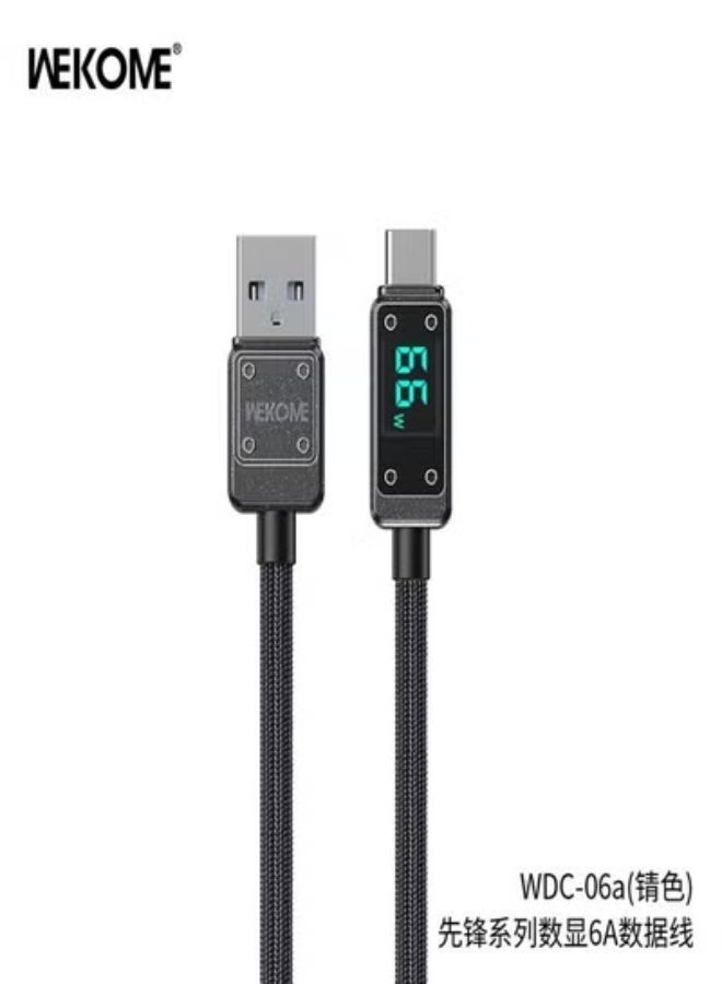 ويكومي WDC-06A Fast Charging Digital Display Data Cable | High Current Output USB Cable with Smart Power Indicator | Durable Braided Design for Smartphones, Tablets & USB Devices - Image 1