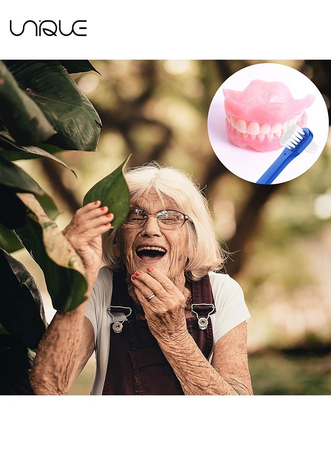 6 Pack Denture Cleaning Brush - Denture Dedicated Toothbrush - Dual Head Toothbrushes Hard Denture Cleaning Brush Multi-Layered Bristles Portable Denture Cleaning Tool - 2 Colors