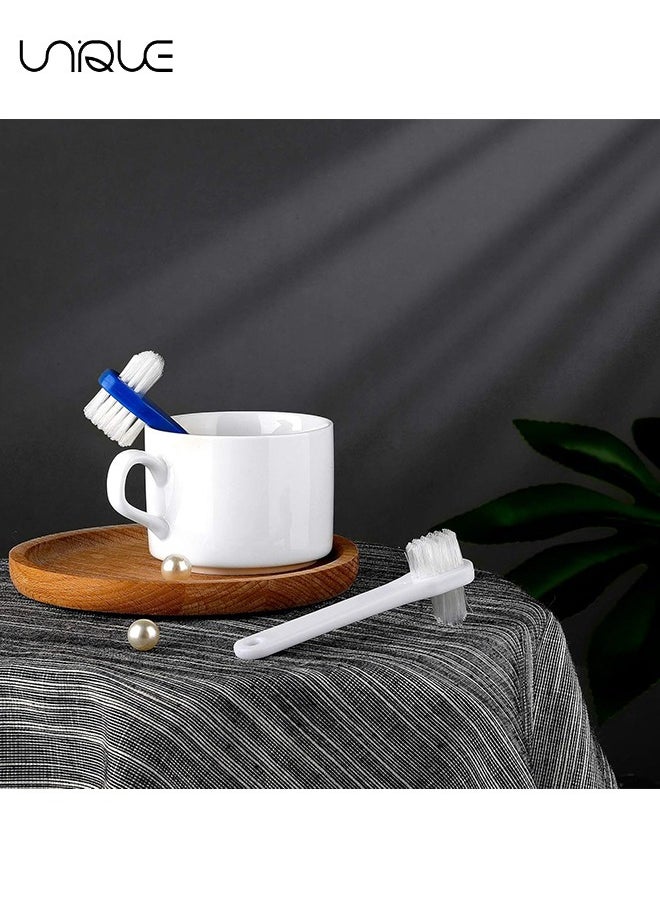 6 Pack Denture Cleaning Brush - Denture Dedicated Toothbrush - Dual Head Toothbrushes Hard Denture Cleaning Brush Multi-Layered Bristles Portable Denture Cleaning Tool - 2 Colors