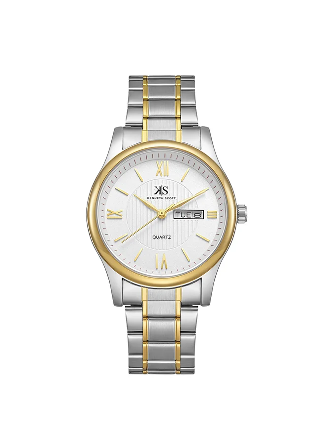 KENNETH SCOTT Kenneth Scott Men's White Dial Analog Watch - K23029-TBTW