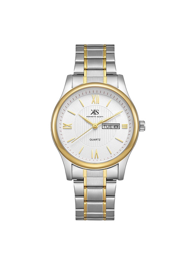 KENNETH SCOTT Kenneth Scott Men's White Dial Analog Watch - K23029-TBTW  - Image 1