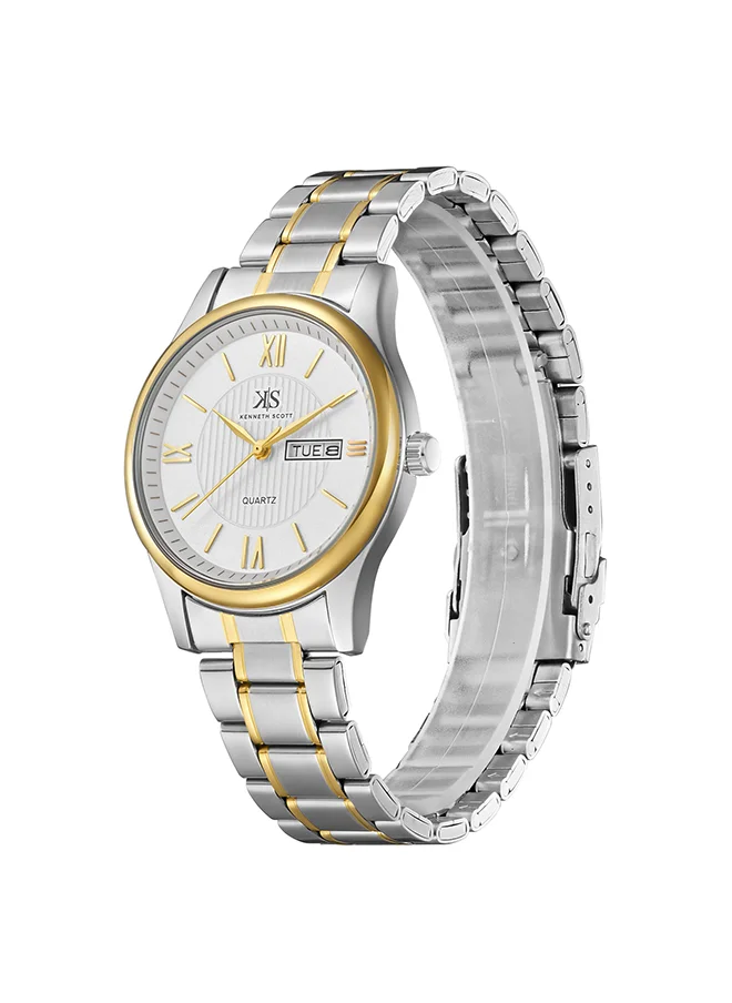 KENNETH SCOTT Kenneth Scott Men's White Dial Analog Watch - K23029-TBTW