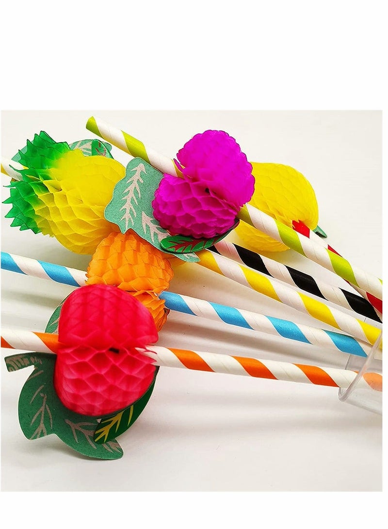 شو وو Drink Straws,100Pcs Flamingo Paper Straws Tropical Fruit Drinking Decorative for Summer Pool Wedding Beach Baby Birthday Party Decoration Supplies, 2 Style, 50 Pcs Per Style - Image 2