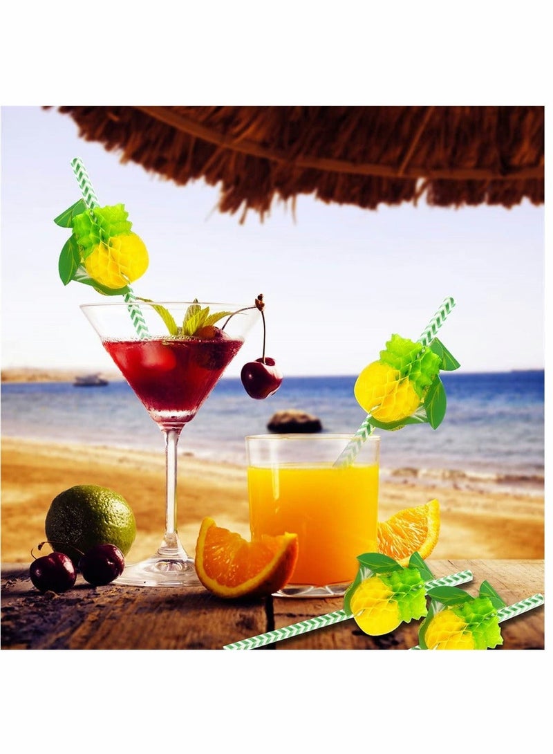 شو وو Drink Straws,100Pcs Flamingo Paper Straws Tropical Fruit Drinking Decorative for Summer Pool Wedding Beach Baby Birthday Party Decoration Supplies, 2 Style, 50 Pcs Per Style - Image 5