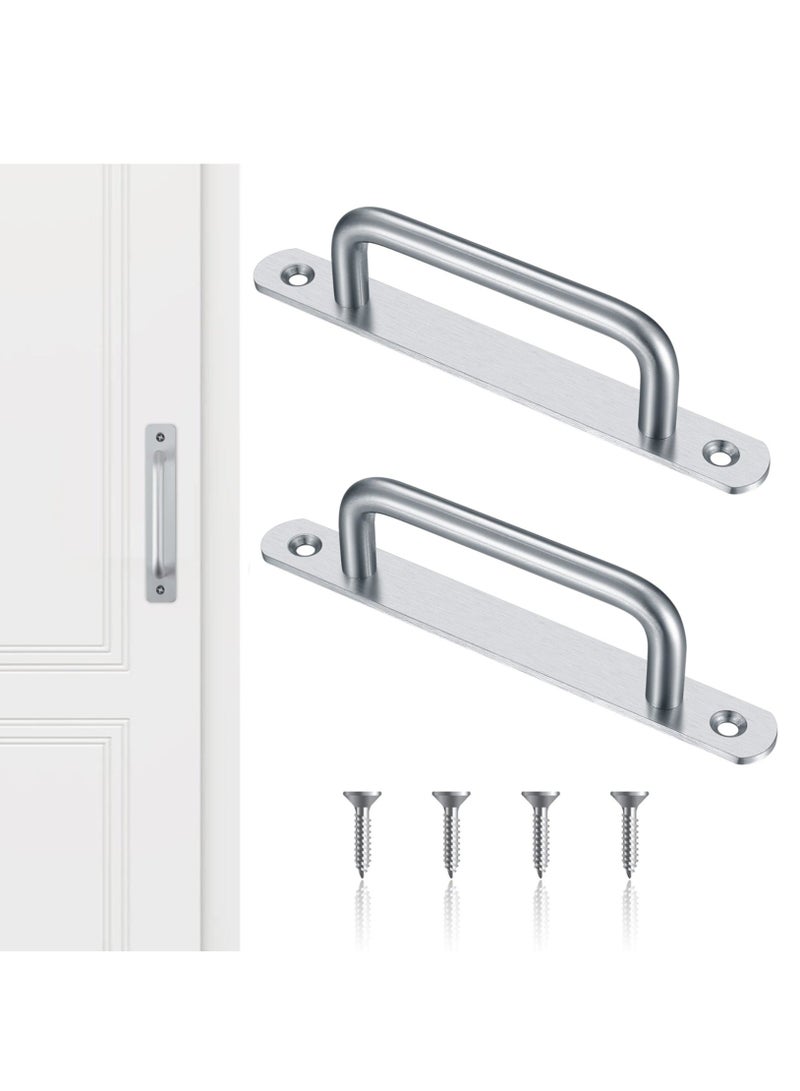 Y&D Door Handles, 2 Pcs Pull Push Handles with Metal Plates Stainless Steel Sliding Heavy Duty Handle Hardware for Cupboard Cabinet Garage Shed Barn Gate (160mm/6.29in)  - Image 1