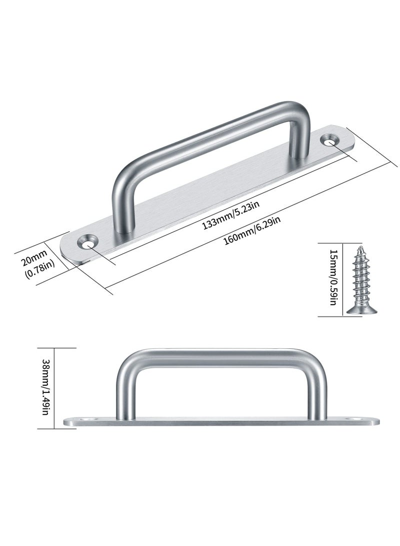 Y&D Door Handles, 2 Pcs Pull Push Handles with Metal Plates Stainless Steel Sliding Heavy Duty Handle Hardware for Cupboard Cabinet Garage Shed Barn Gate (160mm/6.29in)  - Image 2