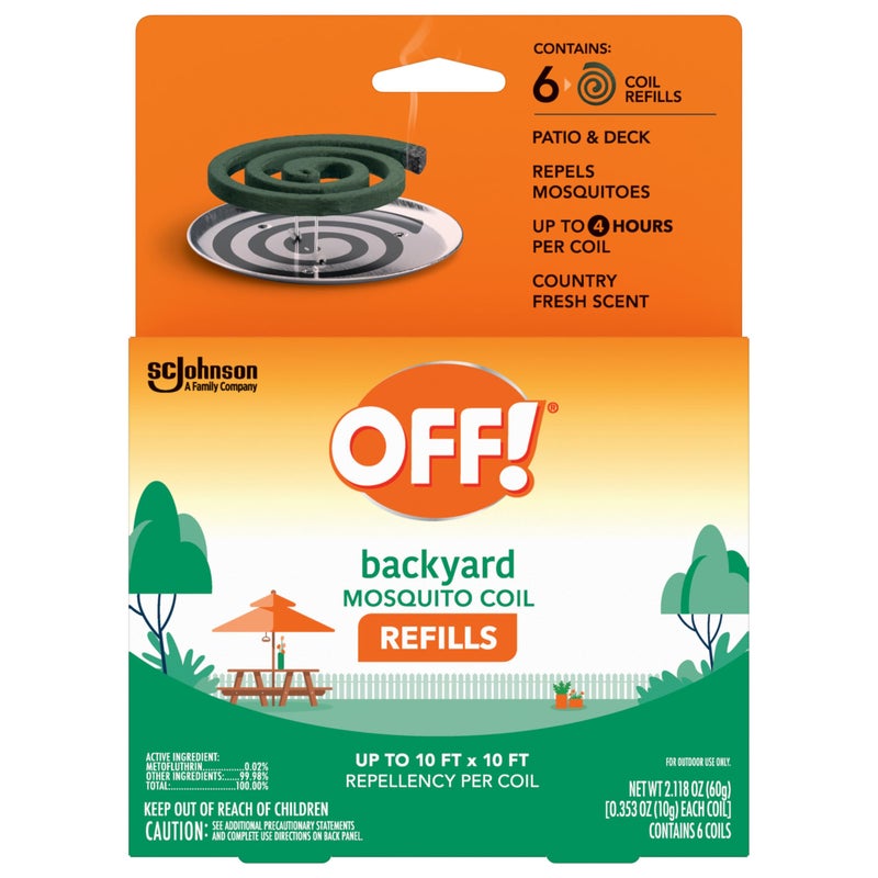 OFF! Backyard Mosquito Repellent Coil Refills, Perfect for Outdoor Patios Country Fresh Scent, 6 Count - Image 1