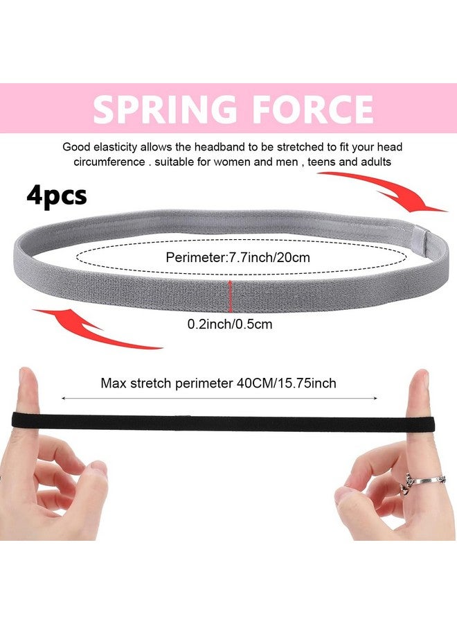 MAYCREATE¬Æ 4Pcs Sports Hair Band for Men, Elastic Gym Hair Band for Women, Non-Slip Mens Hair Band Head Bands for Women, Stretchy Thin Athletic Workout Hair Bands for Womens - Image 2