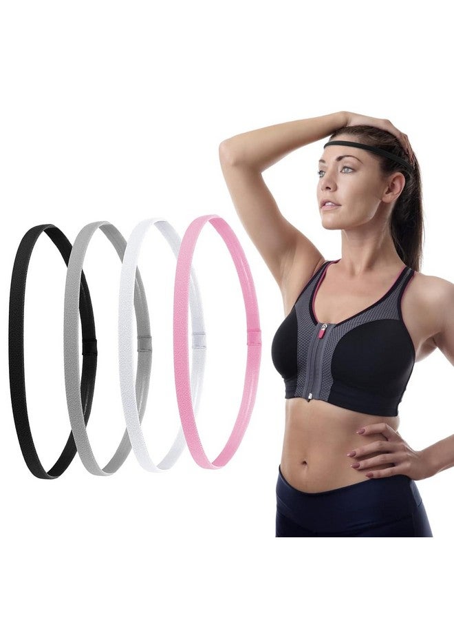 MAYCREATE¬Æ 4Pcs Sports Hair Band for Men, Elastic Gym Hair Band for Women, Non-Slip Mens Hair Band Head Bands for Women, Stretchy Thin Athletic Workout Hair Bands for Womens - Image 1