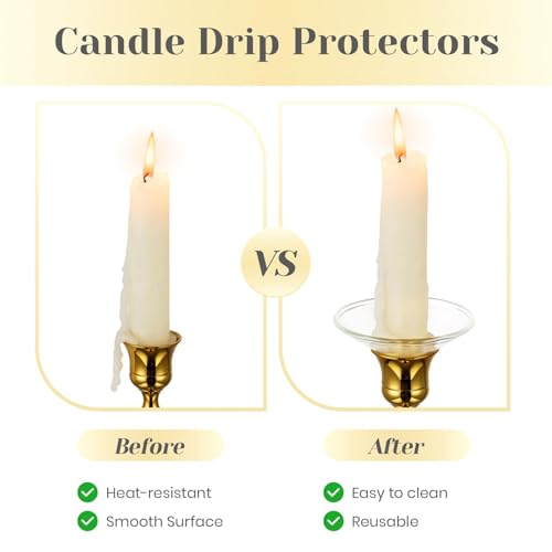 Hewory Glass Bobeches for Candlestick Holders 3 PCS Candle Drip Protectors Candle Rings for Tapers Candle Drip Catcher for Candle Stick Candle Holder for Wedding Party Church Home Round Clear - Image 3