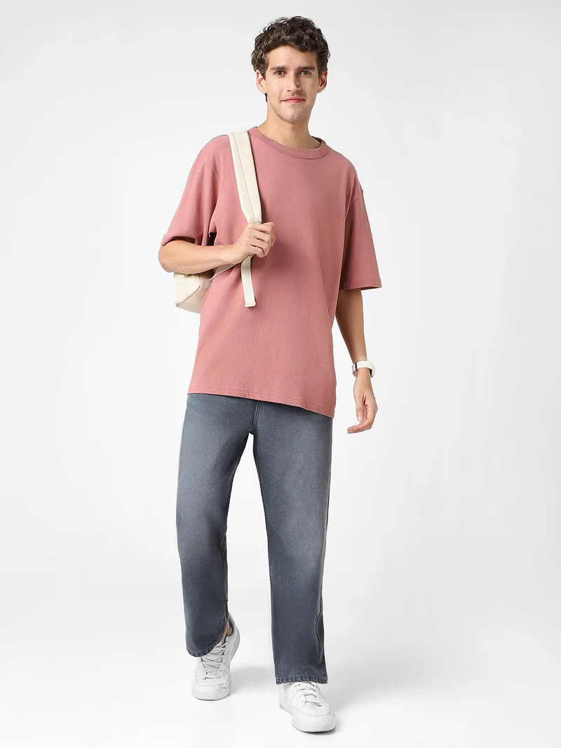 Urbano Fashion  Urbano Fashion Men's Grey Loose Baggy Fit Washed Jeans Non-Stretchable  | Best Price UAE