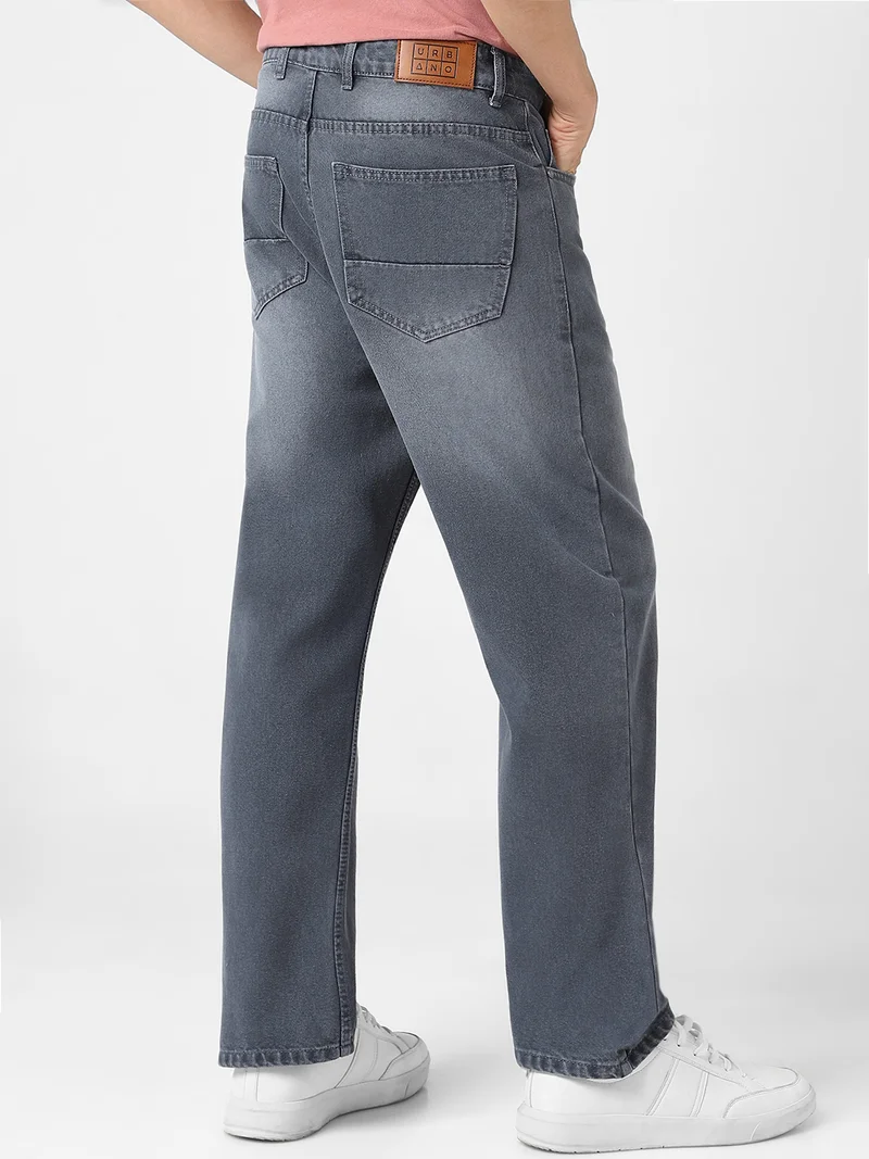 Urbano Fashion  Urbano Fashion Men's Grey Loose Baggy Fit Washed Jeans Non-Stretchable  | Best Price UAE