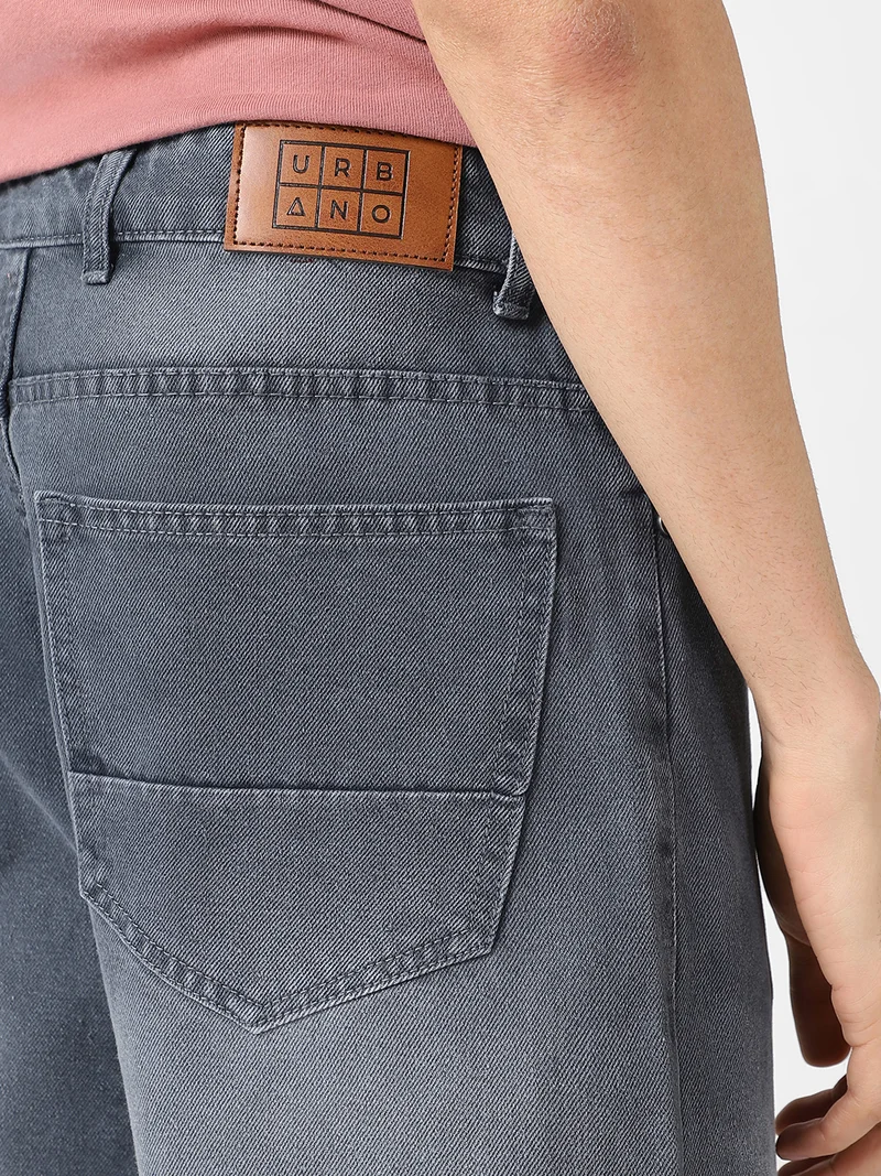Urbano Fashion  Urbano Fashion Men's Grey Loose Baggy Fit Washed Jeans Non-Stretchable  | Best Price UAE