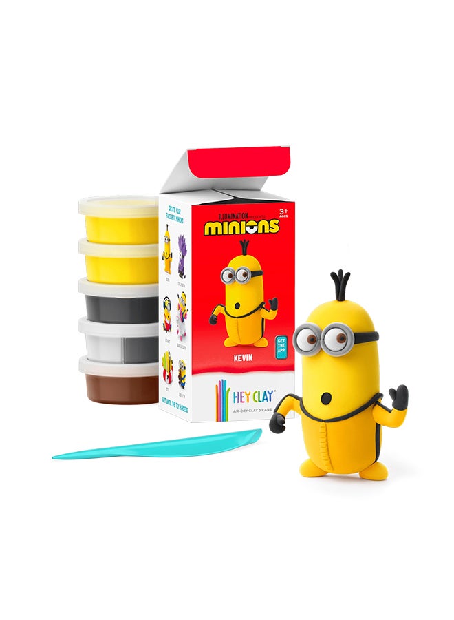 HEY CLAY Hey Clay - Minions Kevin Colourful modelling Air-Dry Clay, 5 Cans With Fun Interactive App For Kids 3 Years +.  - Image 3