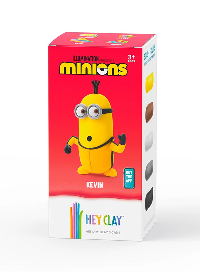 HEY CLAY Hey Clay - Minions Kevin Colourful modelling Air-Dry Clay, 5 Cans With Fun Interactive App For Kids 3 Years +.  - Image 2