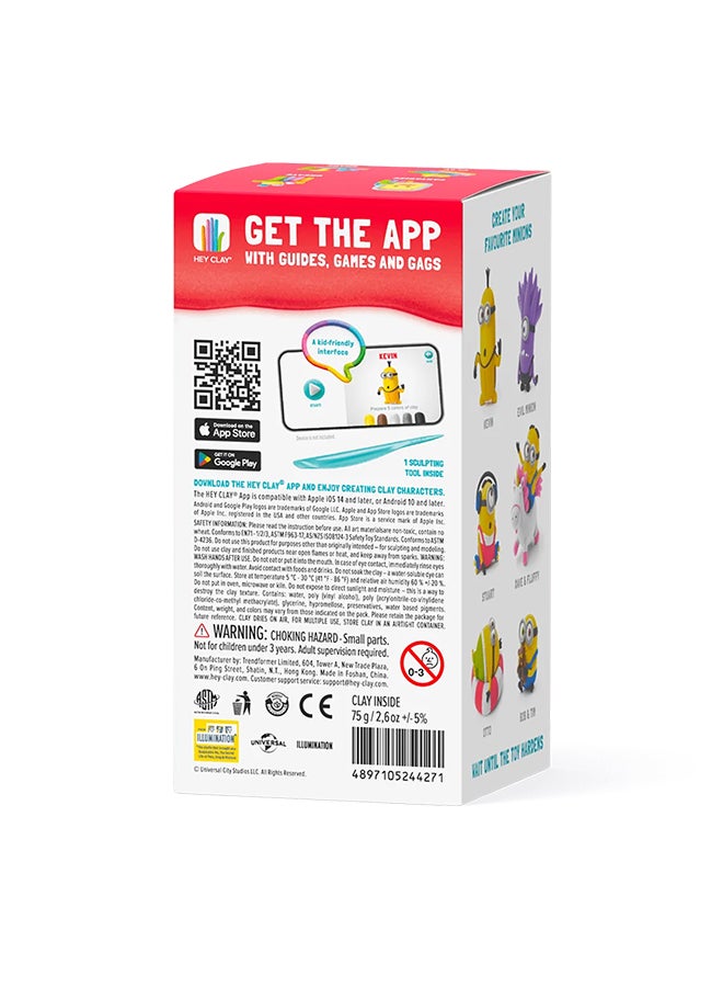 HEY CLAY Hey Clay - Minions Kevin Colourful modelling Air-Dry Clay, 5 Cans With Fun Interactive App For Kids 3 Years +.  - Image 4