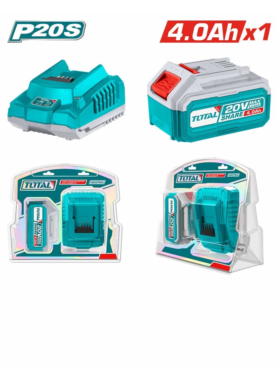 TOTAL TOTAL Battery Charger Kit 20v 20 V 4 AH Z94A9FD153D6FB71F1AF1Z