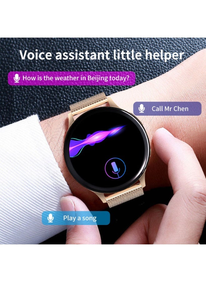 LIGE New Smart Watch For Women 1.28" AMOLED Screen Sports Bluetooth Calling IP67 Waterproof Mesh Rose Gold & Silicone Pink Strap - Image 4