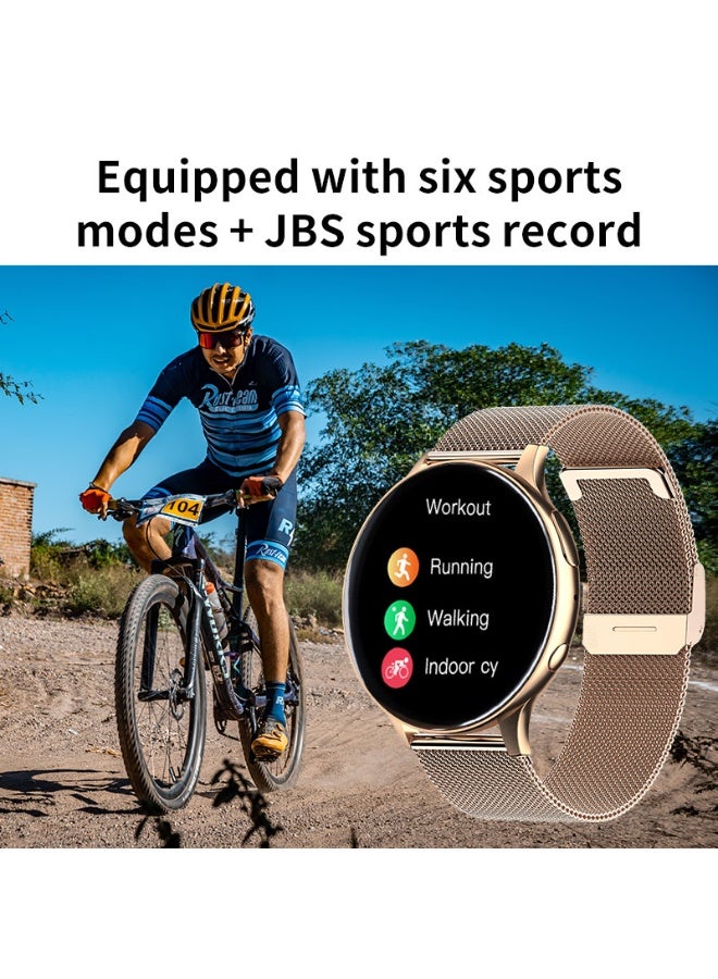 LIGE New Smart Watch For Women 1.28" AMOLED Screen Sports Bluetooth Calling IP67 Waterproof Mesh Rose Gold & Silicone Pink Strap - Image 5