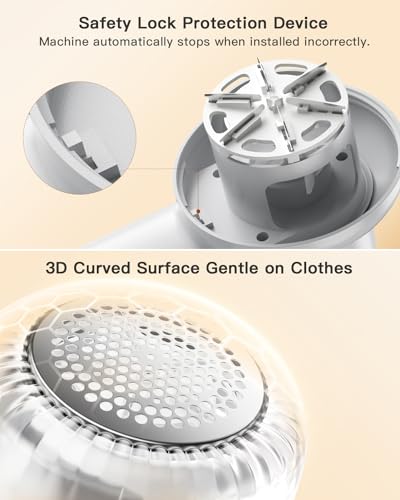 coldSky Rechargeable Fabric Shaver, Lint Shaver with Digital Display, Sweater Shaver with 6-Leaf Blades and Safety Lock, 3-Speeds Defuzzer Remove Fuzz, Pills from Clothes, Furniture, Sofa, White - Image 4