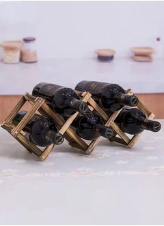 HOME TASTE Hometaste Foldable Wooden Wine Rack - Free Standing, Countertop Wine Holder Versatile Folding Wood Wine Storage Showcase Shelves For Home, Kitchen, Bar, Cabinet, Pantry (5-Bottle Holder) 