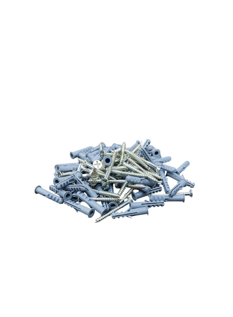 50 Sets Wall Plugs with Screws – Heavy Duty Nylon Rawl Plug & Steel Screw Fixing Kit for Wall Mounting - Image 3