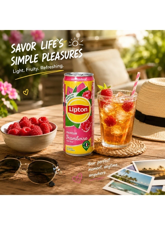 Lipton Tea Lipton Ice Tea French Raspberry, Ready to Drink Iced Tea Beverage, Refreshing Raspberry Flavor, 330ml Cans, Pack of 2 - Image 5