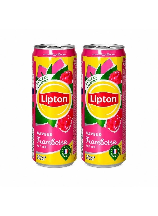 Lipton Tea Lipton Ice Tea French Raspberry, Ready to Drink Iced Tea Beverage, Refreshing Raspberry Flavor, 330ml Cans, Pack of 2 - Image 1