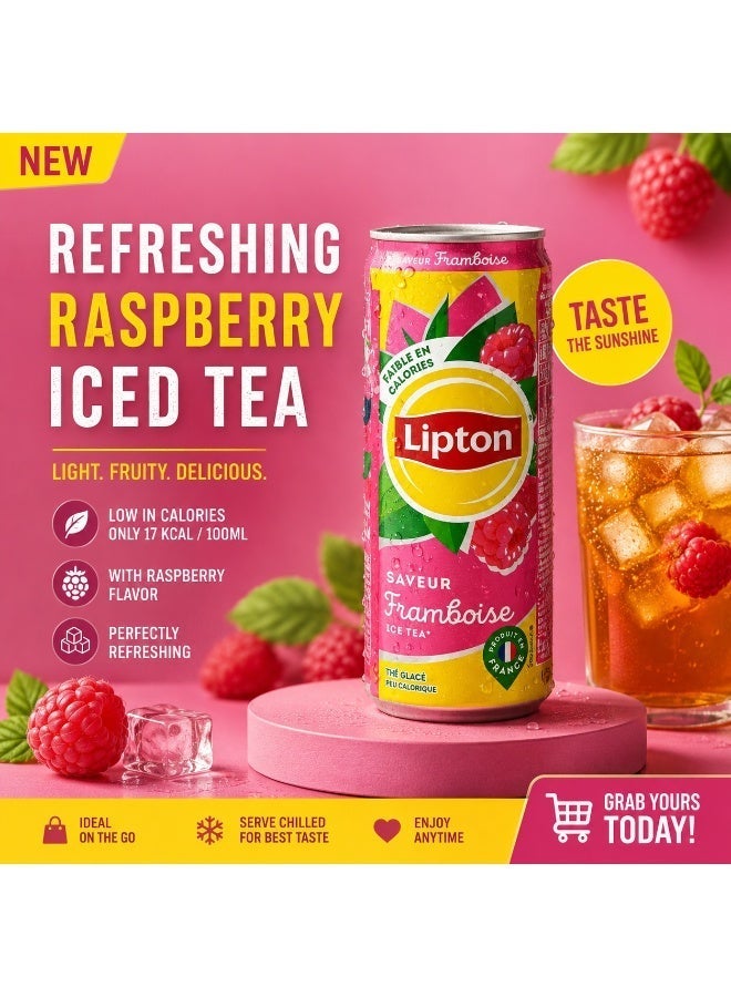 Lipton Tea Lipton Ice Tea French Raspberry, Ready to Drink Iced Tea Beverage, Refreshing Raspberry Flavor, 330ml Cans, Pack of 2 - Image 3