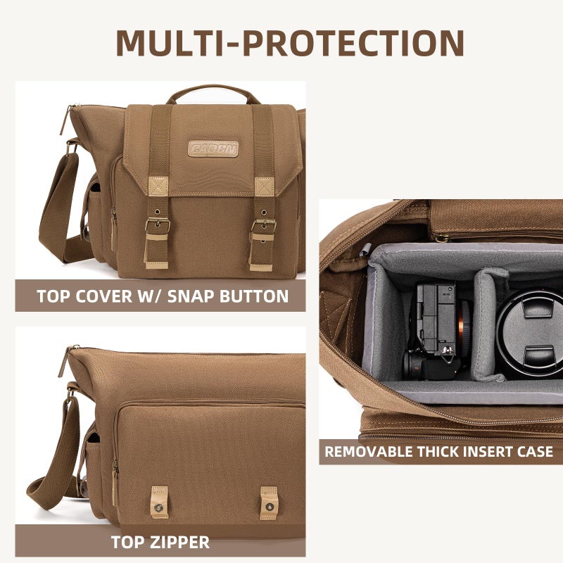 CADeN Camera Bag Case Canvas Compatible for Nikon, Canon, Sony DSLR/SLR Mirrorless Camera with Tripod Holder, Camera Shoulder Messenger Bag for Men/Women (1.0 Brown) - Image 4