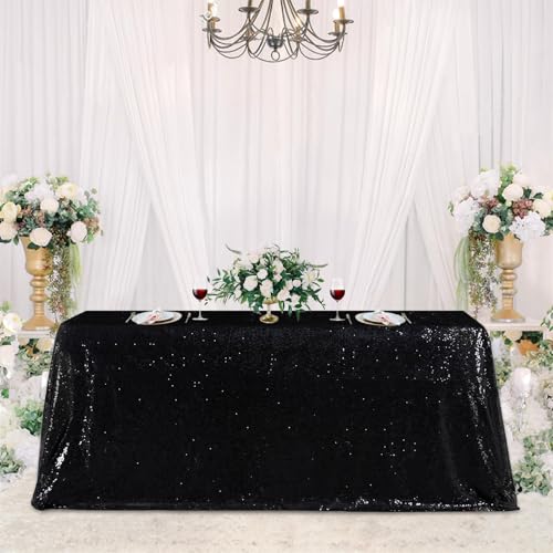 SoarDream Black Sequin Tablecloth 60x102 Inch Sequence Tablecloth Sequin Fabric Wedding Birthday Party Meeting Events Easter Table Decorations - Image 5