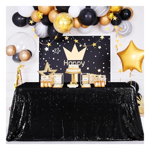 SoarDream Black Sequin Tablecloth 60x102 Inch Sequence Tablecloth Sequin Fabric Wedding Birthday Party Meeting Events Easter Table Decorations - Image 2