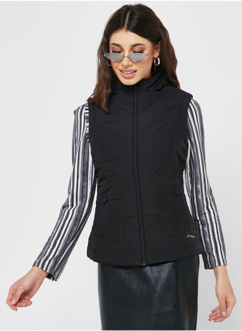 Urban Minx - Urban Minx Urban Minx Classic Padded Vest With Hood - Image 1
