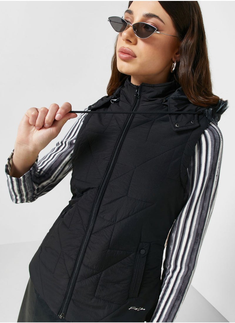 Urban Minx - Urban Minx Urban Minx Classic Padded Vest With Hood - Image 1