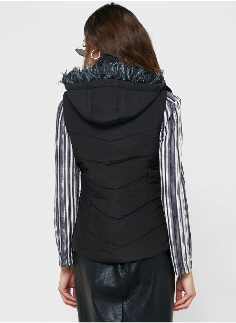 Urban Minx - Urban Minx Urban Minx Classic Padded Vest With Hood - Image 1