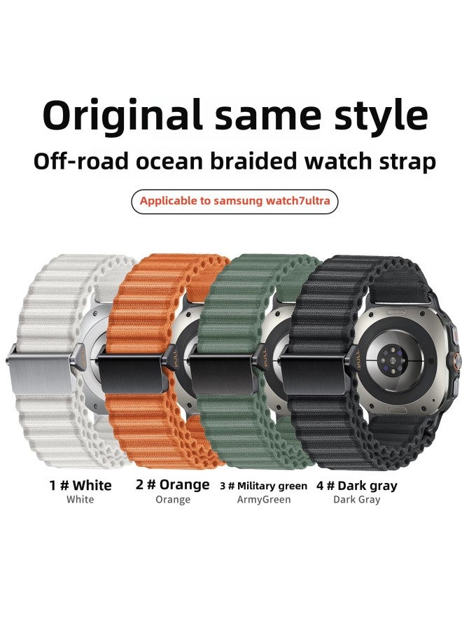 لساعة Samsung Galaxy Watch 7 Ultra Watch Band Trail حزام رياضي مموج عريض للطرق الوعرة - اللون: أخضر جيشي - المواصفات: Samsung Ultra - Image 2