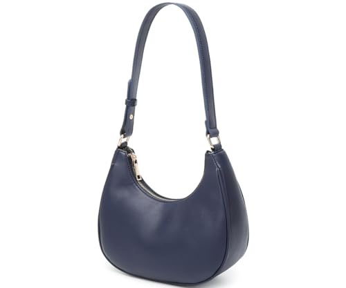 WSRYDJDL Crescent Shoulder Bags for Women Cute Hobo Tote Handbag Under the Arm Purses Mini Clutch Purse with Zipper Closure (Dark Blue) - Image 2