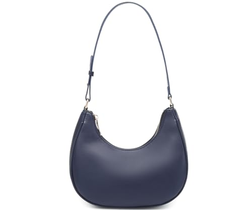 WSRYDJDL Crescent Shoulder Bags for Women Cute Hobo Tote Handbag Under the Arm Purses Mini Clutch Purse with Zipper Closure (Dark Blue) - Image 1