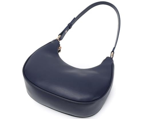 WSRYDJDL Crescent Shoulder Bags for Women Cute Hobo Tote Handbag Under the Arm Purses Mini Clutch Purse with Zipper Closure (Dark Blue) - Image 4