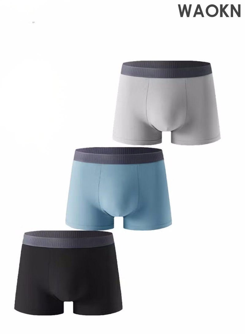 WAOKN 3 * PACK Men's Pure Cotton Underwear, Graphene antibacterial Crotch Bottom Fabric, Skin Friendly, Breathable and Comfortable, Moisture-Wicking Cotton Boxer Briefs U-shaped Comfortable Breathable Underwear Fashion Men's Boxer Briefs - Image 1