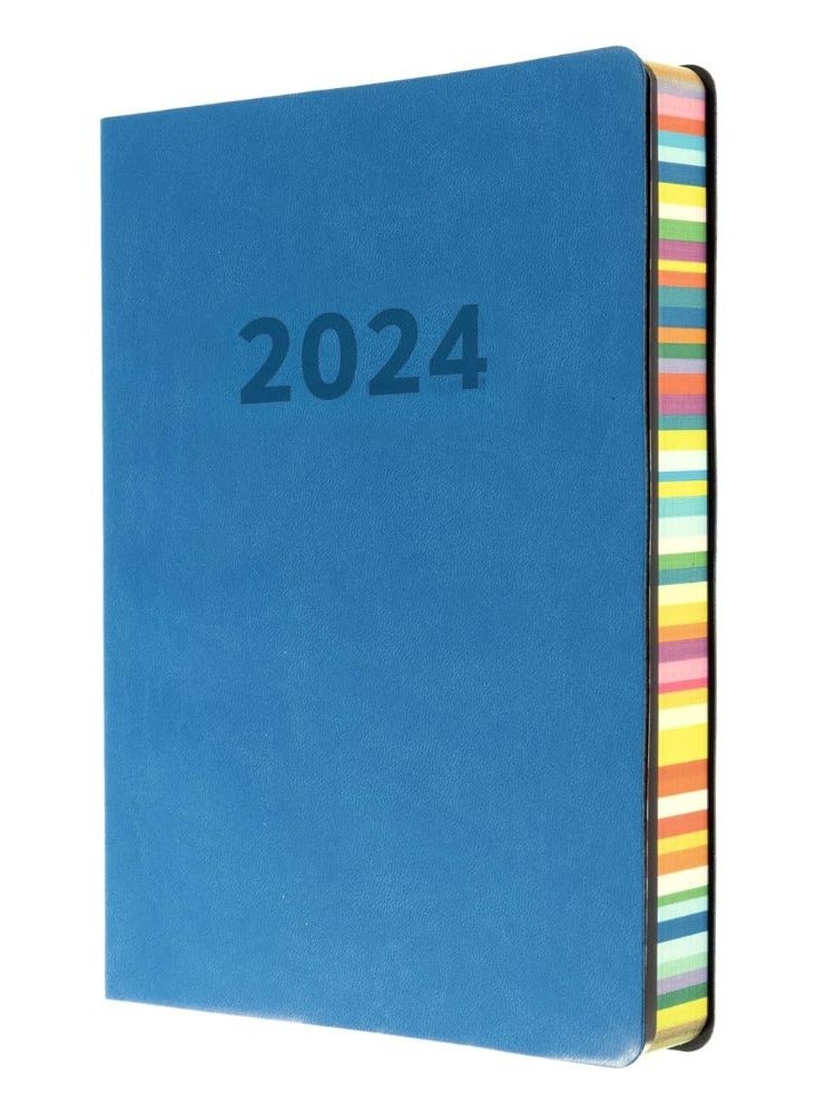 Collins Collins Edge Rainbow 2024 Diary A5 Day to Page Planner (with Appointments) - Lifestyle Planner and Organiser for Office, Work, Personal and Home - Daily - Light Blue - ED151.U57-24  - Image 1