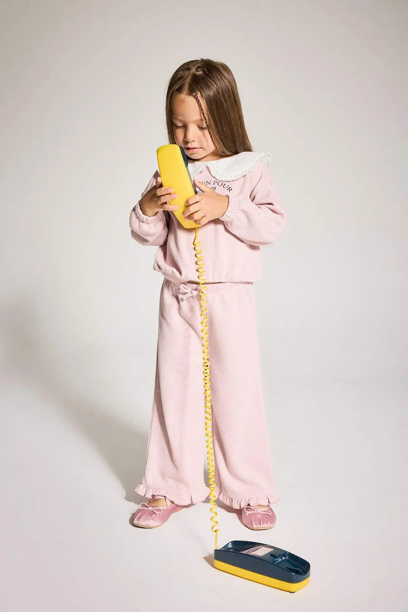 ديفاكتو Baby Girl Standard Fit Large Collar Printed Sweatshirt